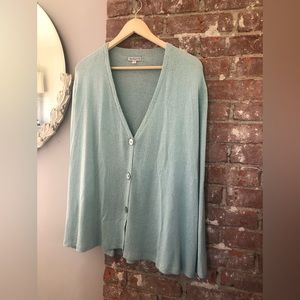 BALLOFCOTTON  Hand loomed aqua sweater